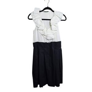 Lauren Ralph Lauren Womens SZ 30" Waist Ruffle Top Colorblock‎ Dress Black White